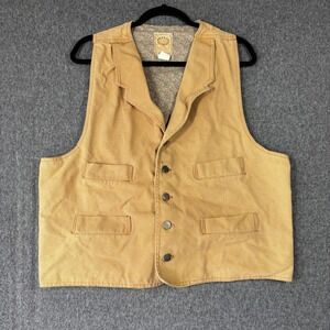 Wah Maker True West Outfitters Mens XL Tan Canvas Western Vest Floral Lined USA